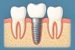 A modern infographic comparing dental tooth replacement options: dental implants, bridges, and dentures, with brief descriptions and pros and cons for each. No text on the image.