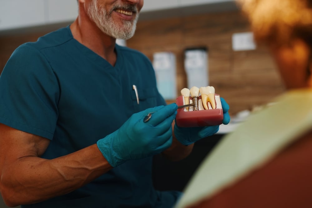 dentist and dental props posting for a dental photo, dental props in a dental office